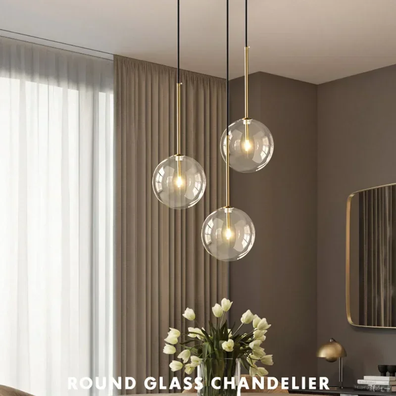 Home Cinema Glasses - สไตล์ใหม่แก้วโคมไฟโคมระย้า Nordic Creative Simple Design ห้องรับประทานอาหารห้องใต้หลังคาห้องนอนตกแต่งโคมไฟ