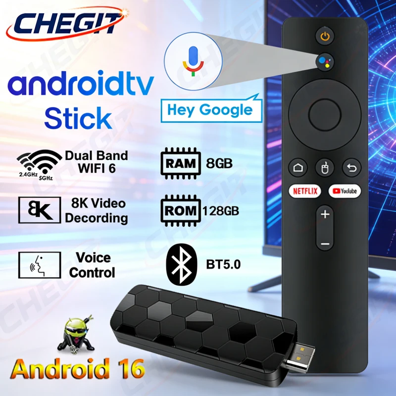 Home Cinema Media Player - แอนดรอยด์ 16 8K อัลตร้าเอชดี ทีวีสติ๊ก R3+