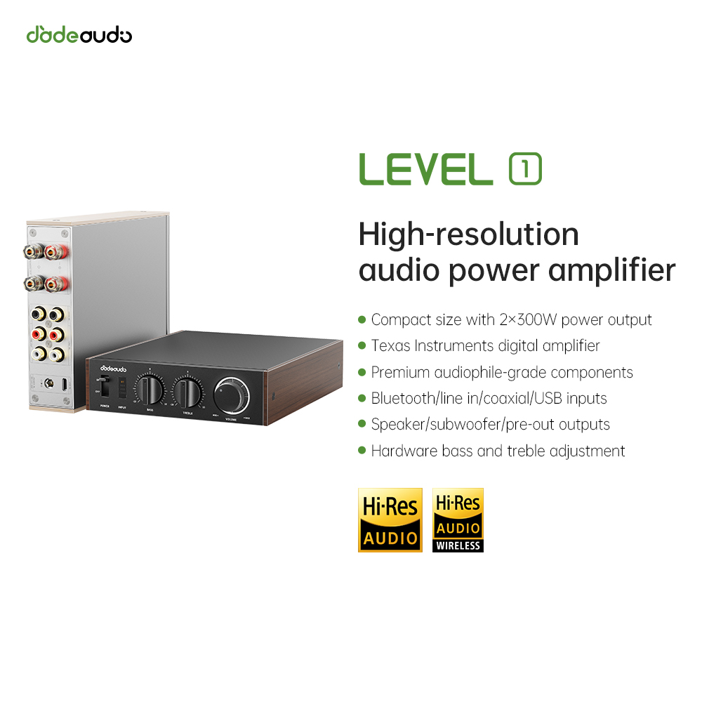 Home Cinema Mini - เจดออดิโอ เลเวล 1 เดสก์ท็อปไฮไฟบลูทูธแอลดีเอคแอมพลิฟายเออร์, 2×300W คลาส