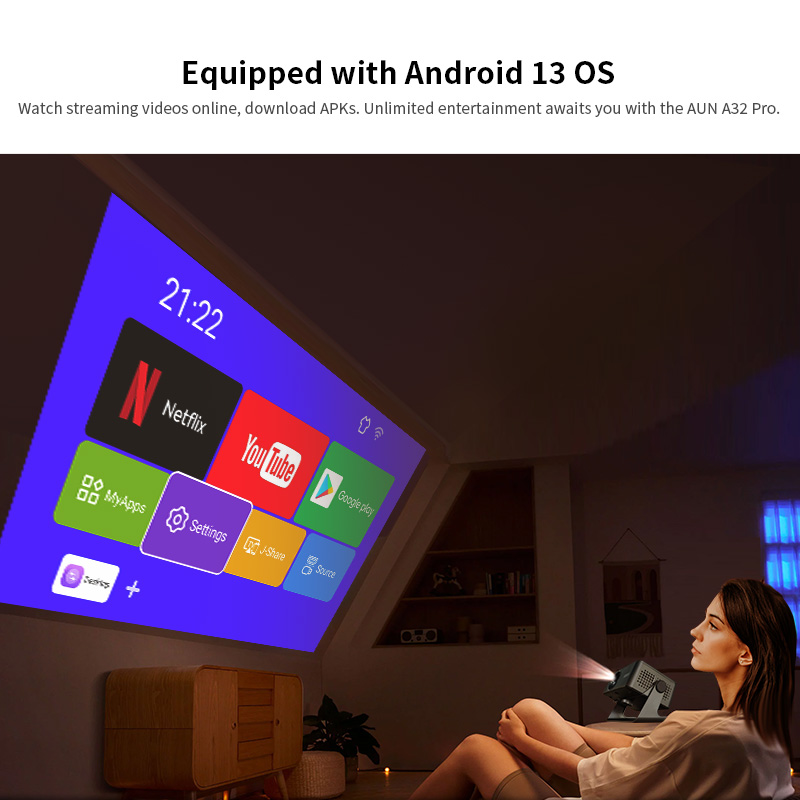 โปรเจคเตอร์ AUN Android รุ่น A - Home Cinema Mini บทวิจารณ์และราคา
